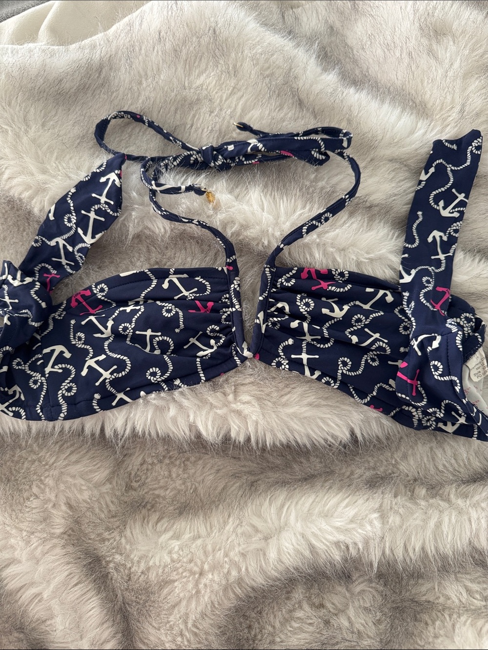 Lilly Pulitzer Navy Anchor Print Bikini Top small